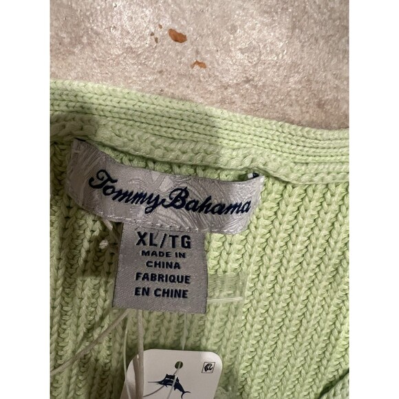 TOMMY BAHAMA Belle Haven Tank Sweater Womens XL Lime Pop Green Chunky Beach NEW - Picture 4 of 7